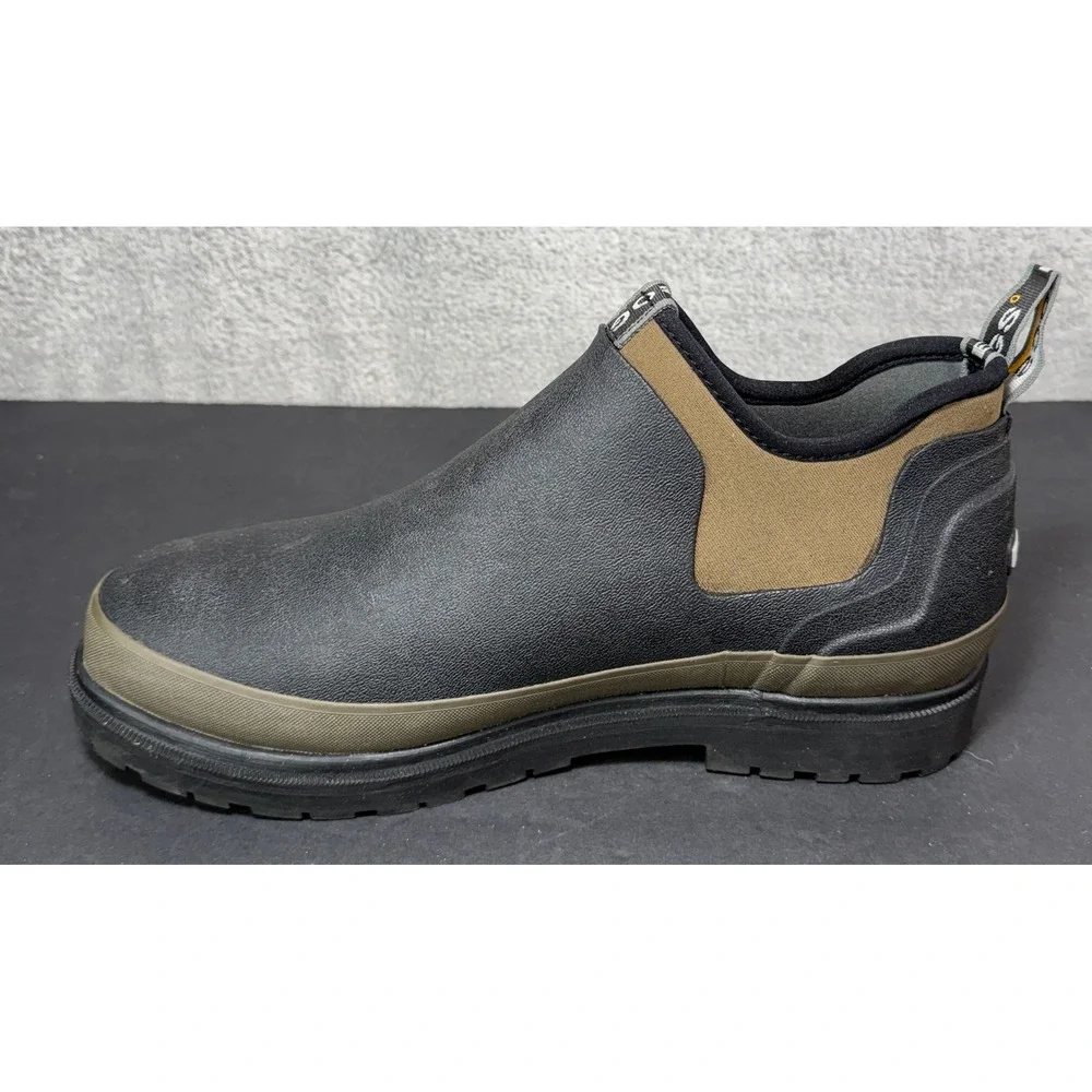 Bogs Tillamook Bay Waterproof Boots Mens 12 Black Olive Rubber Slip On 68142-001